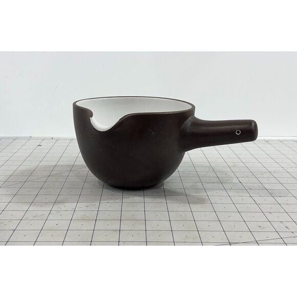 Heath Stoneware Spouted Batter Pouring Bowl w/Handle Chocolate Brown USA 6" USA - Picture 3 of 9